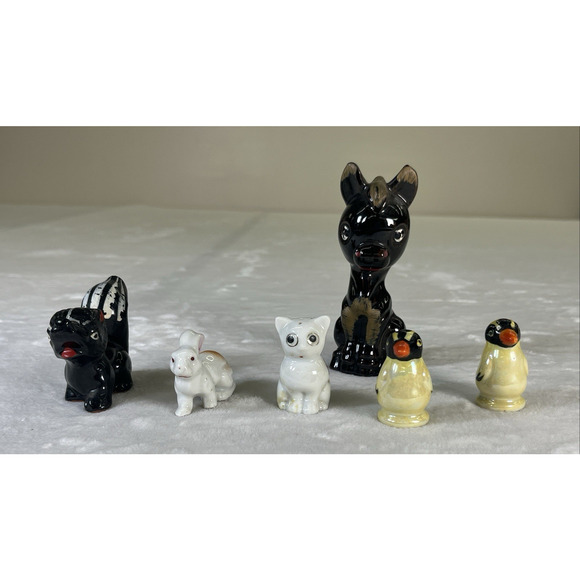 Vintage Anthropomorphic Redware Japan Lot of 6 Donkey Skunk Rabbit Penguin + - Picture 1 of 15